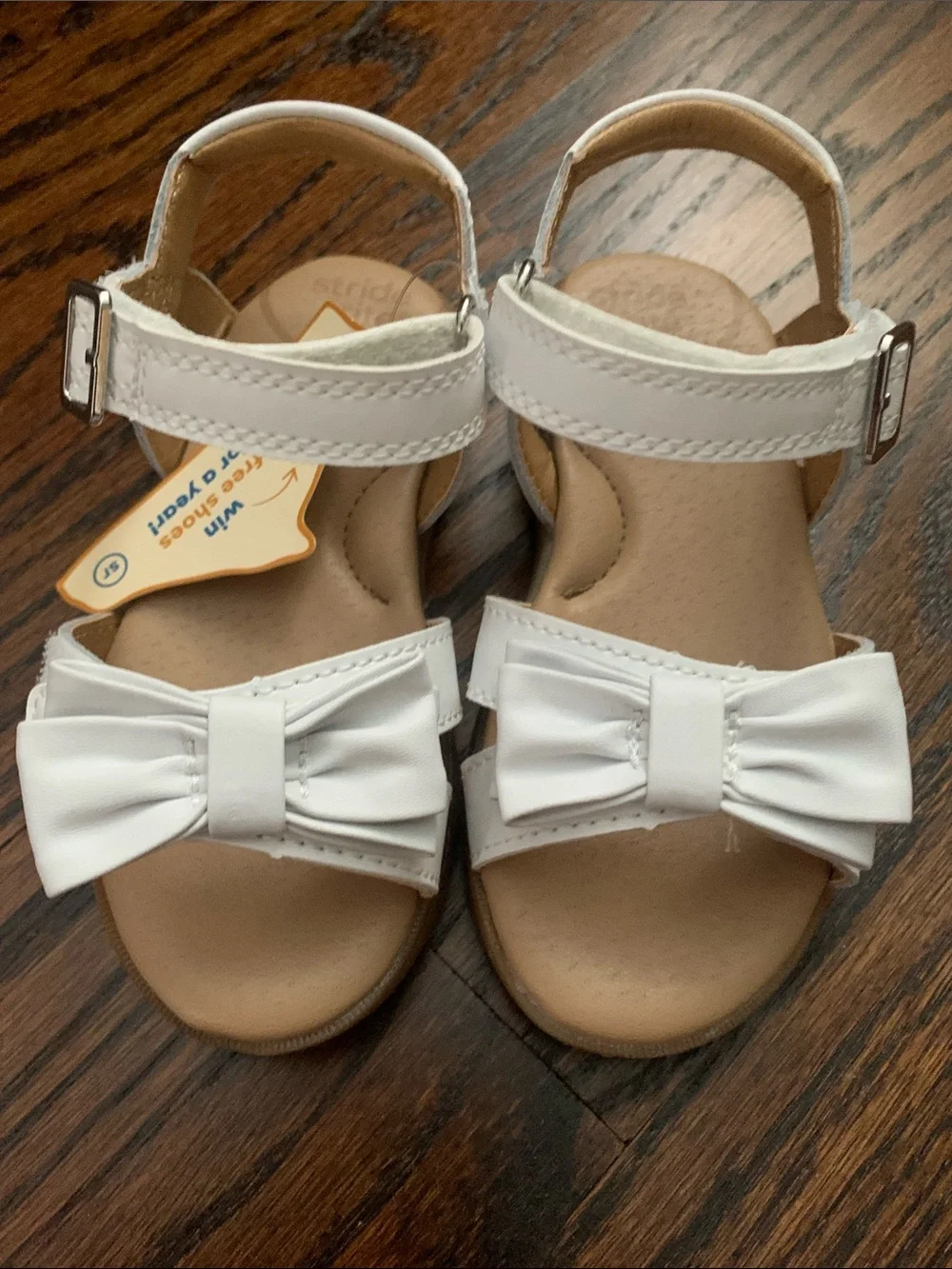 Stride Rite Wide White Bow Sandals